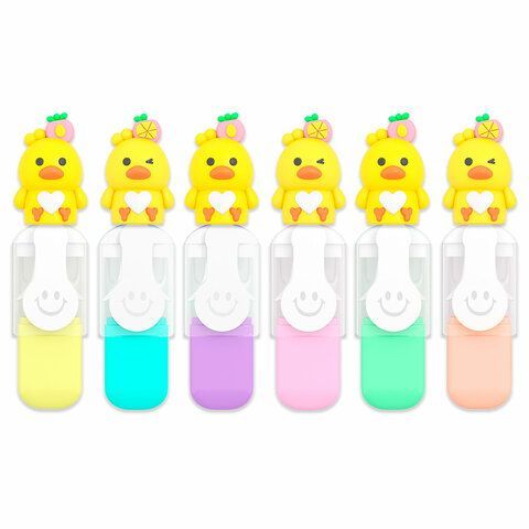 Набор текстовыделителей с топперами 6 ЦВЕТОВ ПАСТЕЛЬ, "НЕЖНЫЕ ЦЫПЛЯТА", линия 1-4мм, FUNSTER (ФАНСТЕР), 152653