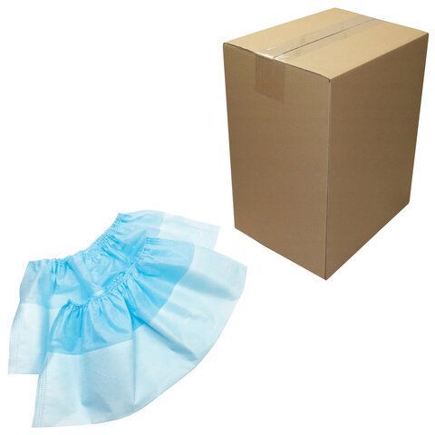 Бахилы ламинированные, КОМПЛЕКТ 500 шт., 38х16 см, спанбонд + ПВД, 100 мкм, 13 г, голубые, ELEGREEN, ПВД-50/2р-Г-Б