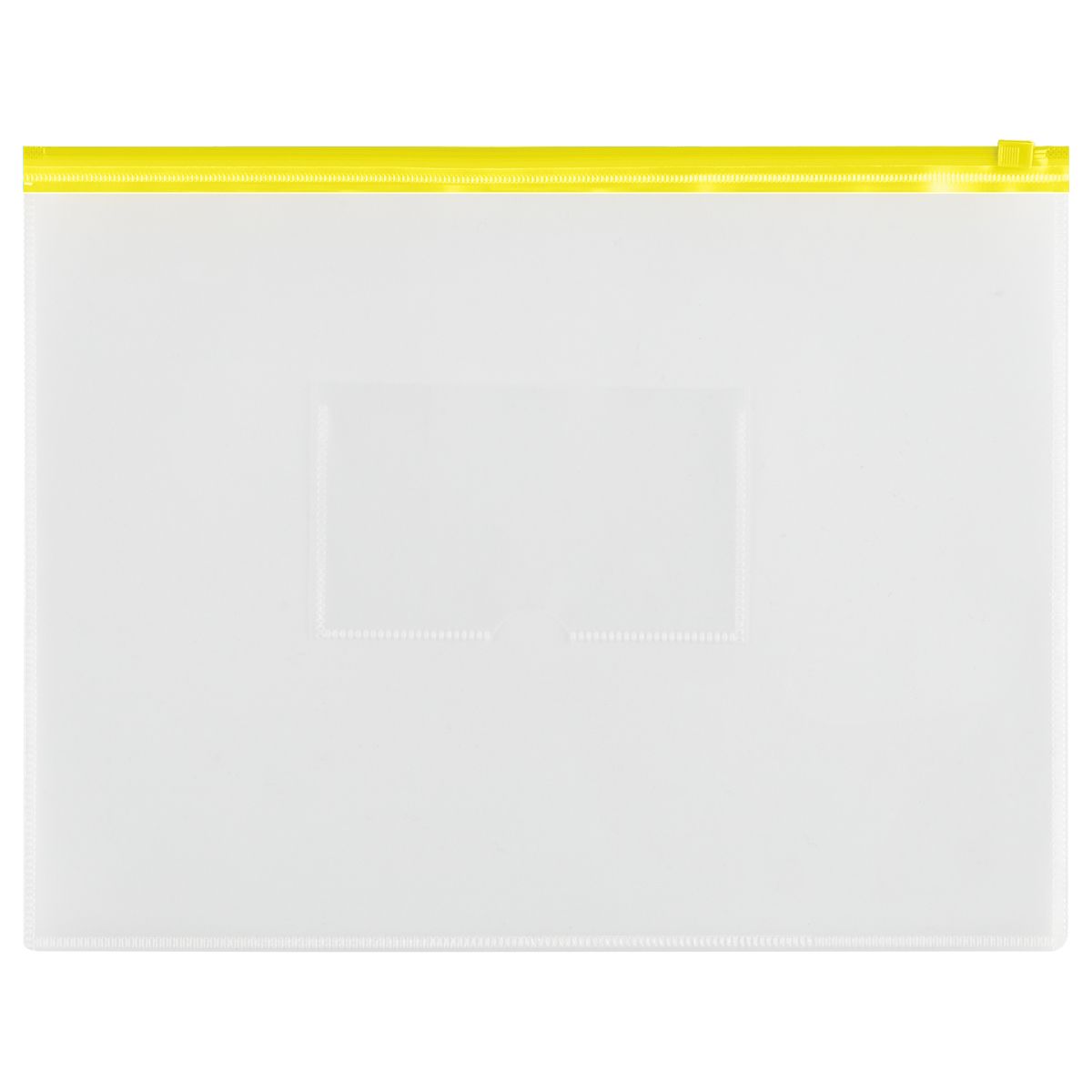 Папка-конверт на zip-молнии СТАММ А5, полипропилен, 150мкм, прозрачная, карман, молния желтая