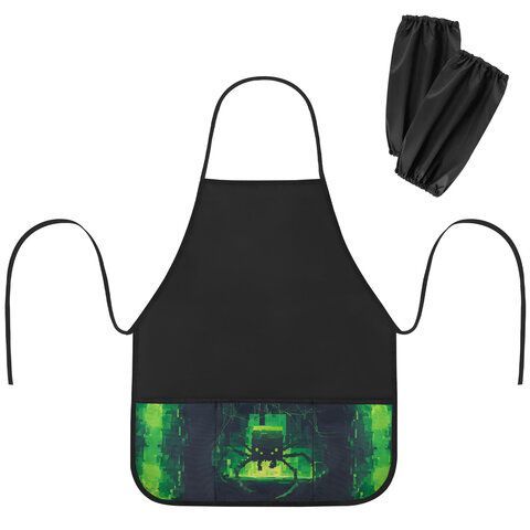 Фартук с нарукавниками для уроков труда BRAUBERG, 3 кармана, 46x54 см, Digital spider, 273644