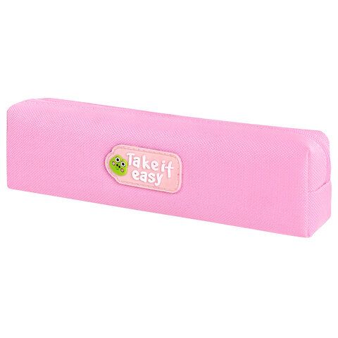 Пенал ЮНЛАНДИЯ ЮНИОР, 1 отделение, полиэстер, аппликация, Take it easy, 20х6х4 см, 273802