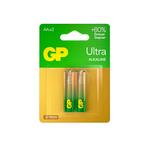Батарейки КОМПЛЕКТ 2 шт., GP Ultra G-Tech, AA (LR6,15А), алкалиновые, пальчиковые, 15AUA21-2CRSBC2