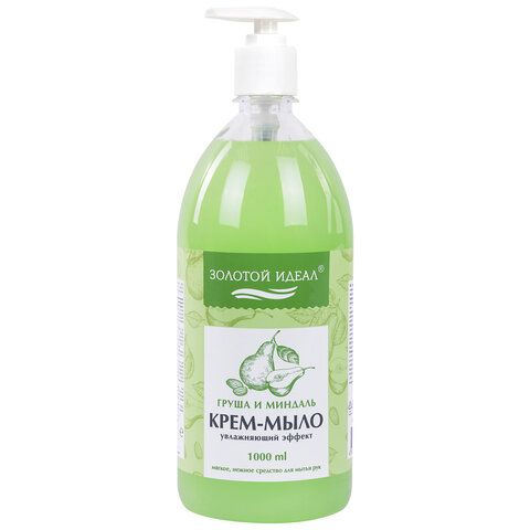 Мыло-крем жидкое 1л ЗОЛОТОЙ ИДЕАЛ "Груша и миндаль", дозатор, 609426 