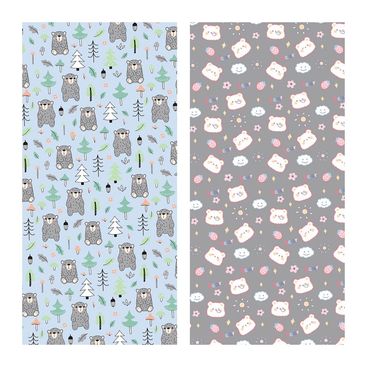 Упаковочная бумага глянц. 70*100см, MESHU "Сute friends", 80 г/м2, ассорти 2 дизайна