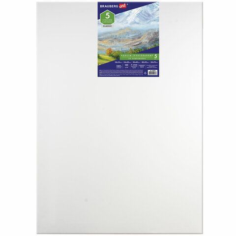 Холсты на подрамнике BRAUBERG ART CLASSIC, НАБОР 5шт, грунтованные, 100%хлопок, среднее зерно,190650 Холсты на подрамнике BRAUBERG ART CLASSIC, НАБОР 5шт, грунтованные, 100%хлопок, среднее зерно,190650