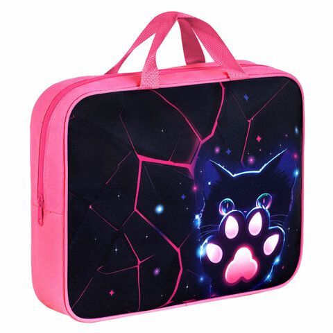 Папка на молнии с ручками BRAUBERG А4, 1 отделение, полиэстер, 80 мм, Pink lava, 273299