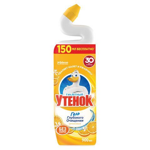 Средство для уборки туалета 900 мл ТУАЛЕТНЫЙ УТЕНОК "Цитрусовый", 696895 