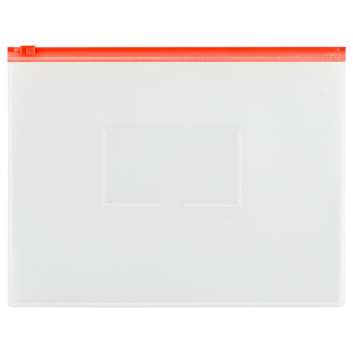 Папка-конверт на zip-молнии СТАММ А4, полипропилен, 150мкм, прозрачная, карман, молния красная