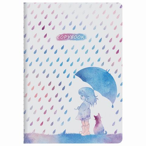 Тетрадь 40 л. в клетку обложка SoftTouch, бежевая бумага 70 г/м2, сшивка, А5 (147х210 мм), ДОЖДИК, BRAUBERG, 403764