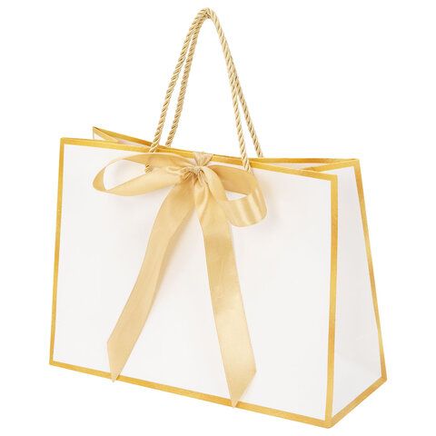 Пакет подарочный (1 штука) 28x10x20 см, "Golden Edge", с лентой, ЗОЛОТАЯ СКАЗКА, 700859