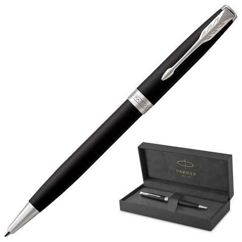 Ручка шариковая PARKER "Sonnet Core Matt Black CT", черный матовый лак, палладий, черная, 1931524 Ручка шариковая PARKER "Sonnet Core Matt Black CT", черный матовый лак, палладий, черная, 1931524