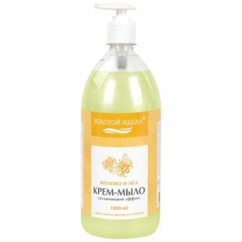 Мыло-крем жидкое 1л ЗОЛОТОЙ ИДЕАЛ "Молоко и мёд", дозатор, 609427 