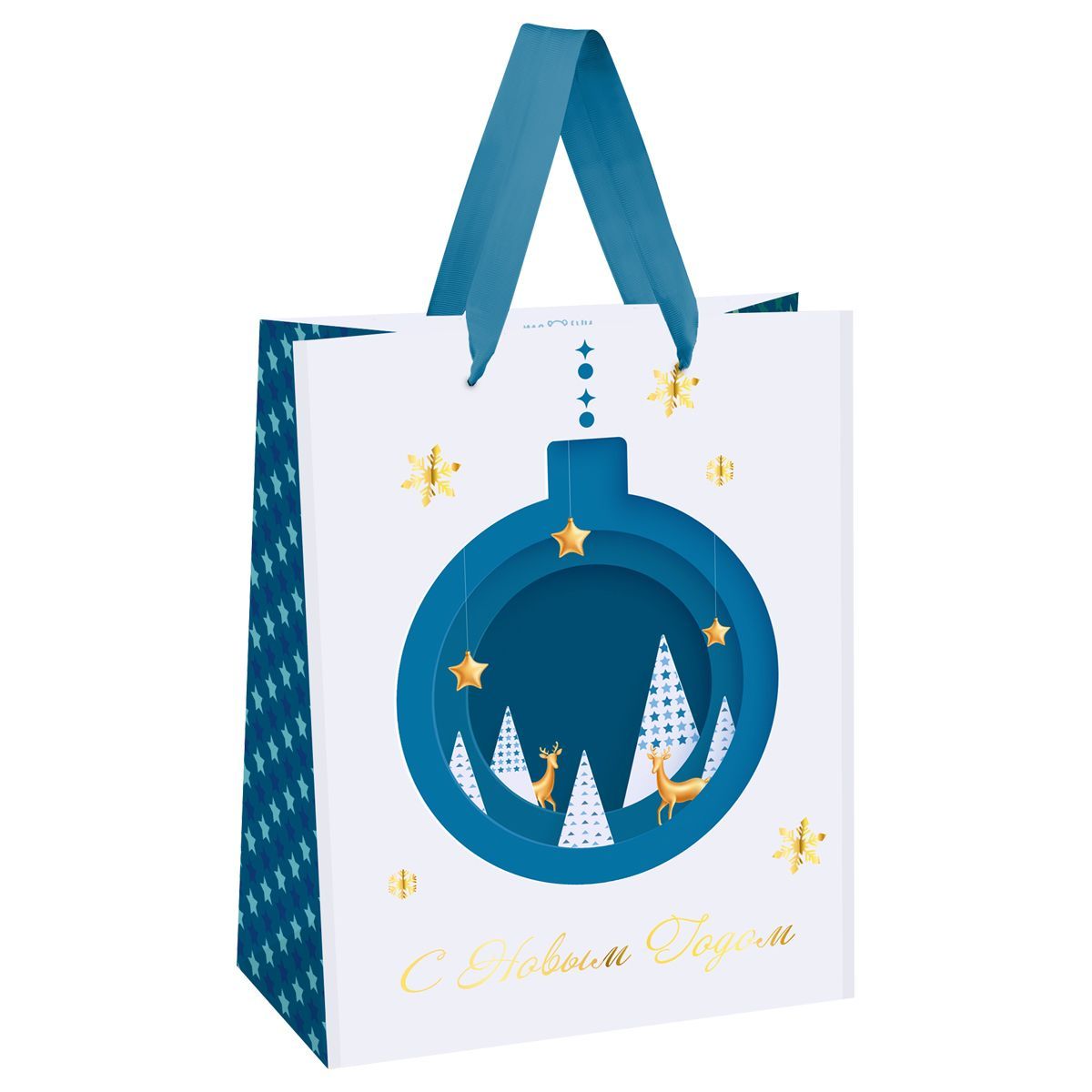 Пакет подарочный 26*32*12см MESHU "Christmas tale", фольга, матовая ламинация