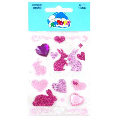 Наклейки ЛИПУНЯ "Хрустальные. Сердца и капельки", с европодвесом, RSS003