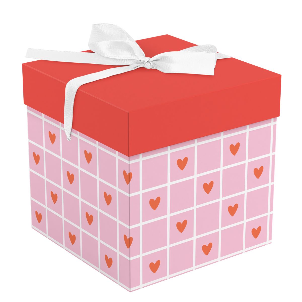 Коробка складная подарочная MESHU "Сердца", (15*15*15см), с лентой