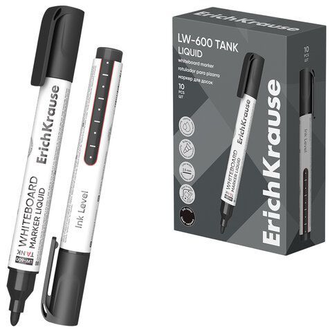 Маркер стираемый для доски с жидкими чернилами ERICH KRAUSE LW-600 "Tank Liquid", ЧЕРНЫЙ, 2,5 мм, 48774