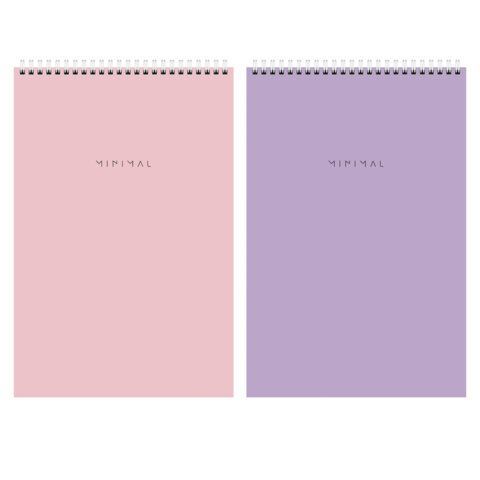 Блокнот ДЭК А4 198х297 мм, 80 л., КОМПЛЕКТ 2 шт., гребень, подложка, BRAUBERG "Minimal Pastel", 116453