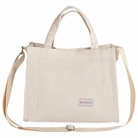 Сумка-шоппер HEIKKI mini, вельвет, карманы, 25х20 см, бежевый, 272440