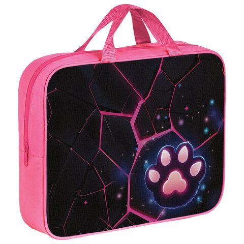 Папка на молнии с ручками BRAUBERG А4, 1 отделение, полиэстер, 80 мм, Pink lava, 273299