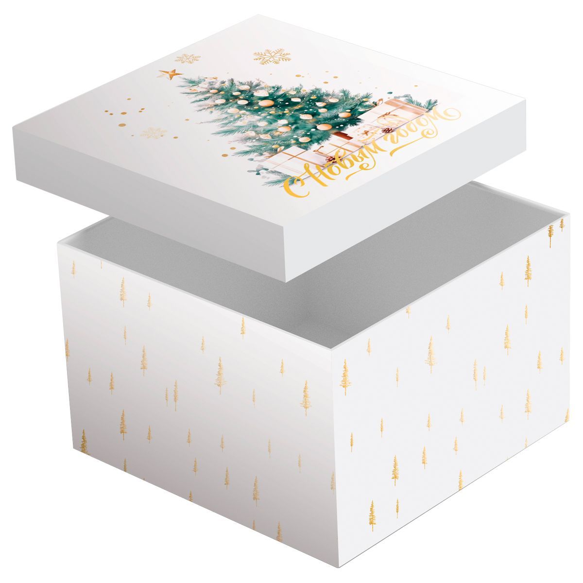 Коробка складная подарочная MESHU "New Year", (15*15*15см), отд фольгой