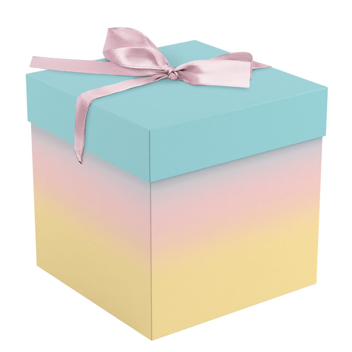 Коробка складная подарочная MESHU "Градиент", (15*15*15см), с лентой