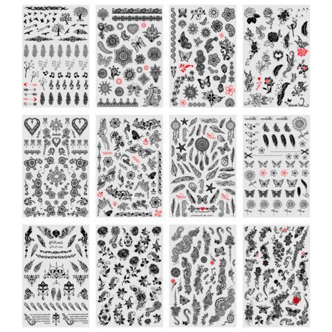 Наклейки-тату переводные "Ассорти", 29х15,5 см, ассорти 12 видов, FUNSTER (ФАНСТЕР), 666106