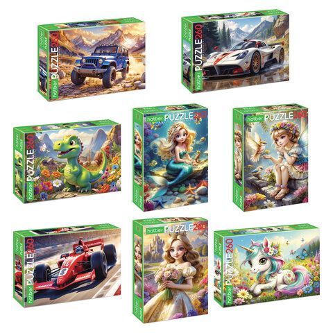 Пазл картонный "ВОЛШЕБНЫЕ МИРЫ" 260 элементов АССОРТИ, 220х330мм, HATBER