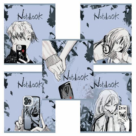 Тетрадь А5 48л. ПЗБМ скоба, клетка, Soft Touch, брайль, Мобильная, (микс в спайке), 23379