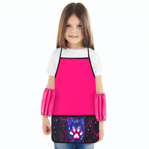 Фартук с нарукавниками для уроков труда BRAUBERG, 3 кармана, 46x54 см, Pink lava, 273641