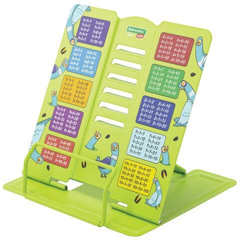 Подставка для книг и учебников большая BRAUBERG KIDS "Funny Pigeons" с таблицей умножения, регулируемый угол наклона, металлическая, 238961