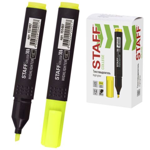 Текстовыделитель STAFF College "STICK HL-497", ЖЕЛТЫЙ, 1-4 мм, 151497