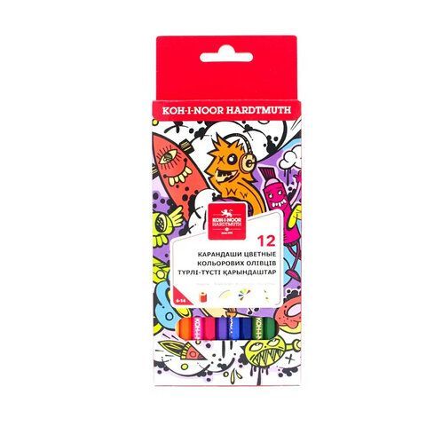 Карандаши цветные KOH-I-NOOR "TEENAGE", 12 цветов, 3 мм, европодвес, 3552/12, 3552012042KSRU