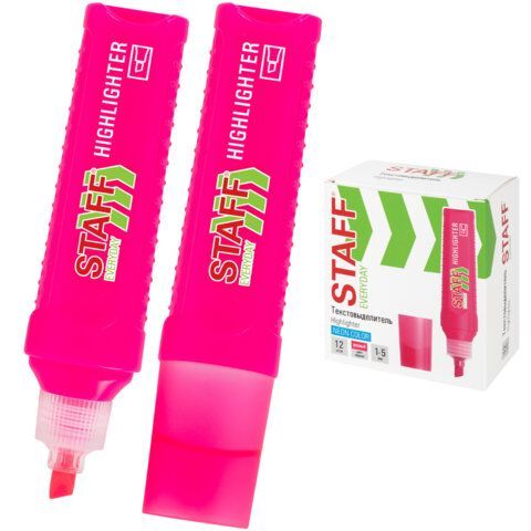 Текстовыделитель STAFF "EVERYDAY HL-707", РОЗОВЫЙ, линия 1-5 мм, скошенный наконечник, 152544