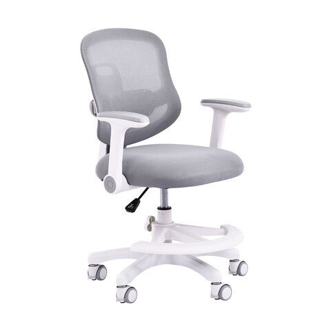 Кресло детское с подставкой для ног BRABIX KIDS MG-215, сетка/ткань TW, серое, 533313