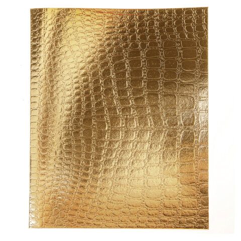 Тетрадь бумвинил А5 48 л., скоба, офсет №1, клетка, "ЗОЛОТО Metallic", тиснение CROCO, HATBER, 065833, 48Т5бвВ1