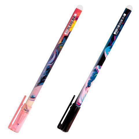 Ручка стираемая гелевая с принтом FUNSTER "ANIME", СИНЯЯ, корпус ассорти, игольчатый наконечник 0,5 мм, линия 0,35 мм, 144412