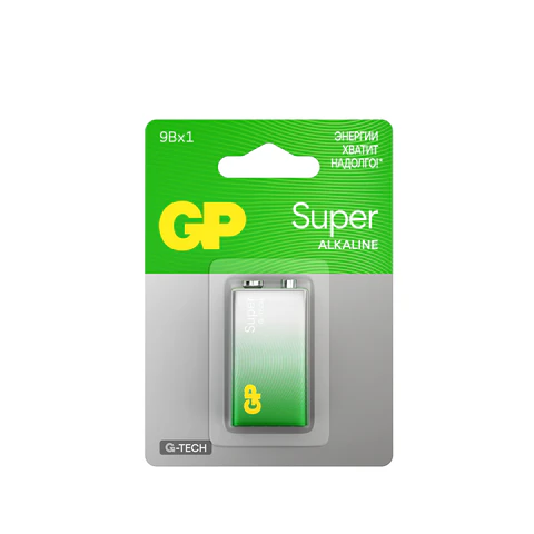 Батарейка GP Super, "Крона" (6LR61, 6LF22, 1604A), алкалиновая, 1 шт., в блистере, 1604A-5CR1, 1604A-BC1