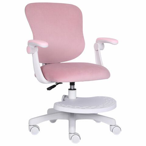 Кресло детское с подставкой для ног BRABIX "Sky MG-206", велюр, розовое, 533154