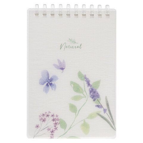 Блокнот МАЛЫЙ ФОРМАТ А6 80 л., мягкий гребень, пластик, фольга, клетка, HATBER, BLUE FLOWERS, 090245, 80Б6A1мс_33478