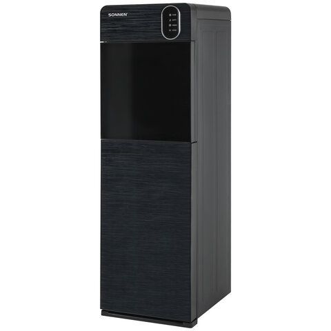 Кулер для воды SONNEN FSE-03Bi напольный, нагрев/охлаждение, НИЖНЯЯ ЗАГРУЗКА 3 крана, графит, 455744