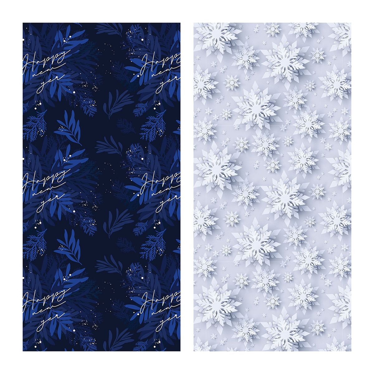 Упаковочная бумага глянц. 70*100см, MESHU "Snowfall", 80г/м2, ассорти 2 дизайна