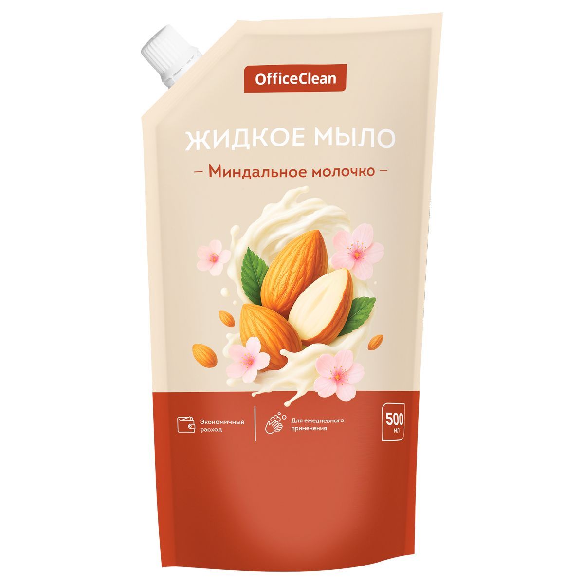 Мыло жидкое OfficeClean "Миндальное молочко", дой-пак, 500мл