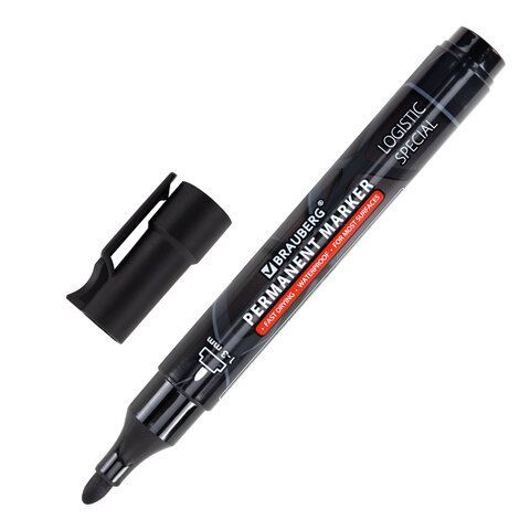 Маркер перманентный с колпачком для вскрытия коробок BRAUBERG LOGISTIC SPECIAL, ЧЕРНЫЙ, 1-3 мм, 152569