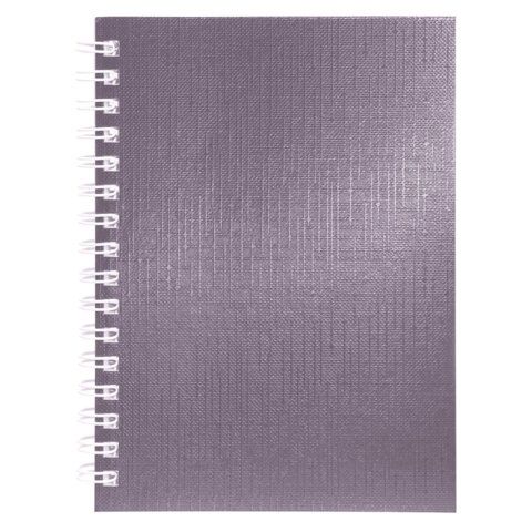 Блокнот МАЛЫЙ ФОРМАТ А6, 80 л., гребень, бумвинил "METALLIC", клетка, HATBER, коричневый, 086312, 80ЗК6бвВ1гр