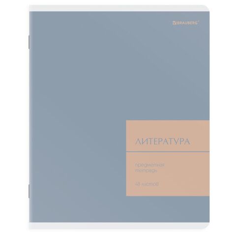 Тетрадь предметная MonoPastel 48 л., пластиковая обложка, ЛИТЕРАТУРА, линия, подсказ, BRAUBERG, 405509