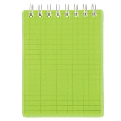 Блокнот МАЛЫЙ ФОРМАТ А7, 80 л., гребень, обложка пластик, клетка, HATBER, "LINE NEON", зеленый, 081518, 80Б7В1гр_03034