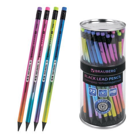 Карандаш чернографитный с ластиком BRAUBERG "GRADE Metallic", 1 шт., HB, трехгранный, 182000