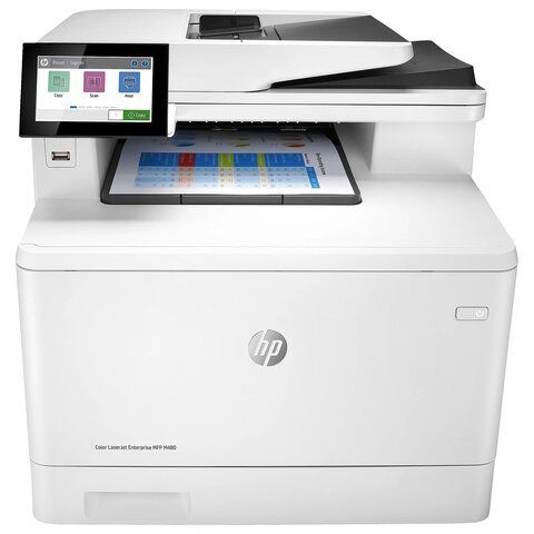 картинка МФУ лазерное ЦВЕТНОЕ HP Color LJ Enterprise M480f "4 в 1", А4, 27 стр./мин, 55000 стр./мес, ДУПЛЕКС, ДАПД, сетевая карта, 3QA55A от магазина