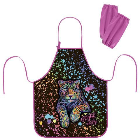 Фартук с нарукавниками для уроков труда ЮНЛАНДИЯ, регулировка по росту, 46х54 см, Bright wildlife, 273764