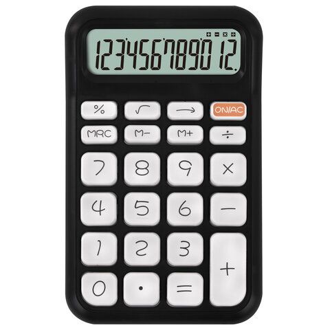Калькулятор настольный BRAUBERG KW-500-BK (93x148 мм), 3D кнопки, 12 разрядов, черный, 272954